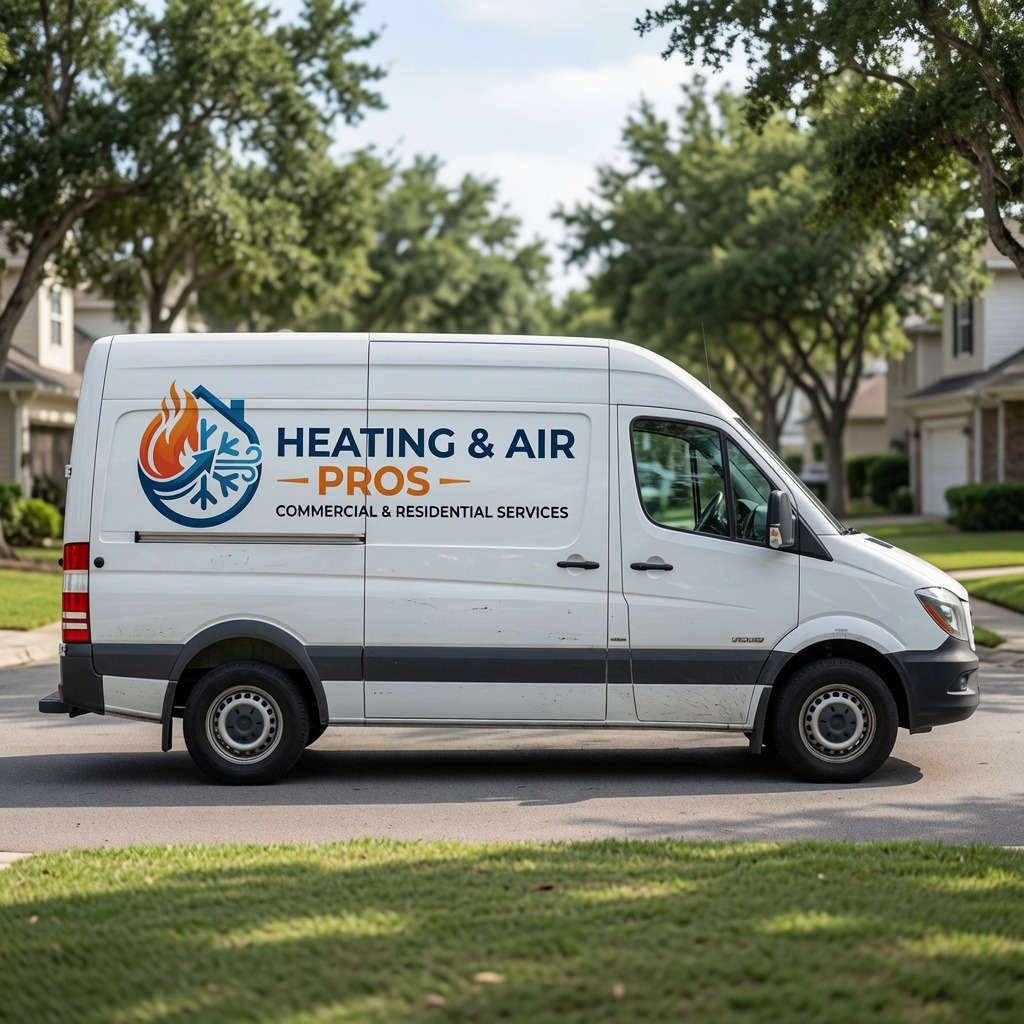 Local heating and air service van serving Springville
